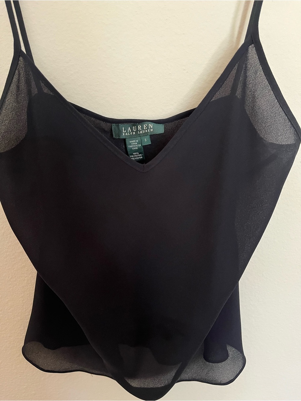 Ralph Lauren Black V-Neck Sheer Camisole